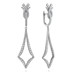 Hot Gabriel & Co. 18K White Gold Diamond Kite Drop Huggies