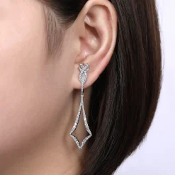 Hot Gabriel & Co. 18K White Gold Diamond Kite Drop Huggies