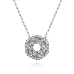 Outlet Gabriel & Co. 14K White Gold Diamond Knot Pendant Necklace