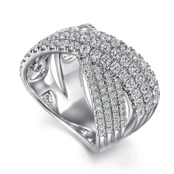 Best Gabriel & Co. 14K White Gold Diamond Ladies' Criss Cross Ring