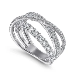 Best Gabriel & Co. 14K White Gold Diamond Layered Criss Cross Ring