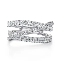 Best Gabriel & Co. 14K White Gold Diamond Layered Criss Cross Ring