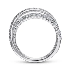 Best Gabriel & Co. 14K White Gold Diamond Layered Criss Cross Ring