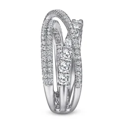 Best Gabriel & Co. 14K White Gold Diamond Layered Criss Cross Ring