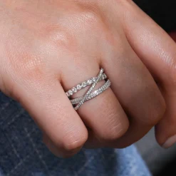 Best Gabriel & Co. 14K White Gold Diamond Layered Criss Cross Ring
