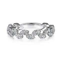 Discount Gabriel & Co. 14K White Gold Diamond Leaf Ring
