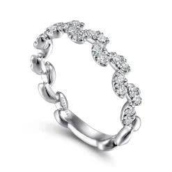 Discount Gabriel & Co. 14K White Gold Diamond Leaf Ring
