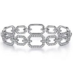 Hot Gabriel & Co. 14K White Gold Diamond Link Bangle