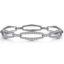 Discount Gabriel & Co. 14K White Gold Diamond Link Bangle Bracelet