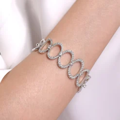 Clearance Gabriel & Co. 18K White Gold Diamond Link Bangle