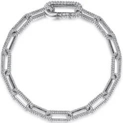 Best Gabriel & Co. 14K White Gold Diamond Link Chain Bracelet