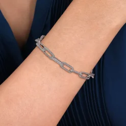 Best Gabriel & Co. 14K White Gold Diamond Link Chain Bracelet