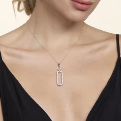 Hot Gabriel & Co. 14K White Gold Diamond Link Chain Drop Pendant Necklace