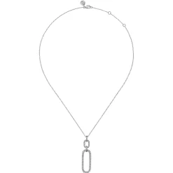Hot Gabriel & Co. 14K White Gold Diamond Link Chain Drop Pendant Necklace