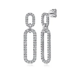 Discount Gabriel & Co. 14K White Gold Diamond Link Chain Drop Earrings
