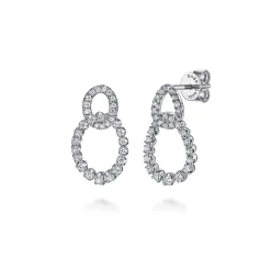 Gabriel & Co. 14K White Gold Diamond Link Stud Drop Earrings