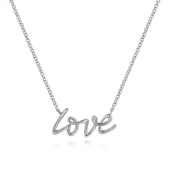Gabriel & Co. 14K White Gold Diamond Love Necklace