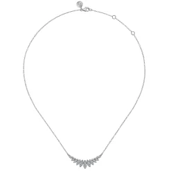 Discount Gabriel & Co. 14K White Gold Diamond Marquise Bar Necklace