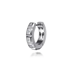 Clearance Gabriel & Co. 14K White Gold Diamond Mens Angular Cuts Single Huggie Earring