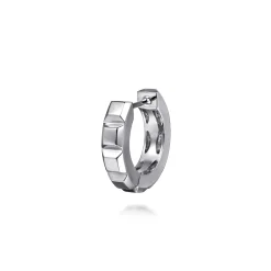 Clearance Gabriel & Co. 14K White Gold Diamond Mens Angular Cuts Single Huggie Earring