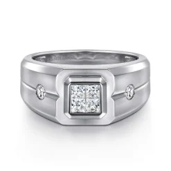 New Gabriel & Co. 14K White Gold Diamond Mens Engagement Ring in High Polish Finish