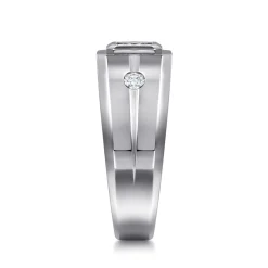New Gabriel & Co. 14K White Gold Diamond Mens Engagement Ring in High Polish Finish