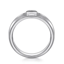 Clearance Gabriel & Co. 14K White Gold Diamond Mens Engagement Ring in High Polished Finish