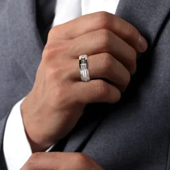 Clearance Gabriel & Co. 14K White Gold Diamond Mens Engagement Ring in High Polished Finish