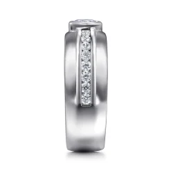 Best Gabriel & Co. 14K White Gold Diamond Mens Engagement Ring in High Polished Finish