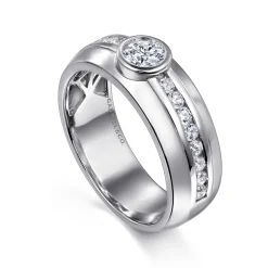Best Gabriel & Co. 14K White Gold Diamond Mens Engagement Ring in High Polished Finish