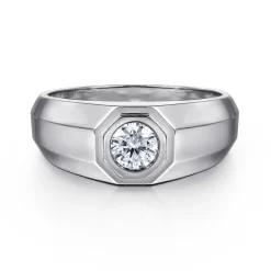 Outlet Gabriel & Co. 14K White Gold Diamond Mens Engagement Ring in High Polish Finish