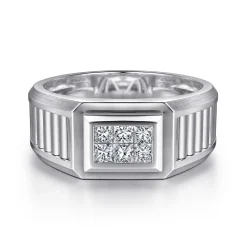 Outlet Gabriel & Co. 14K White Gold Diamond Mens Ring in High Polished Finish
