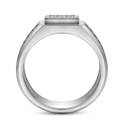 Outlet Gabriel & Co. 14K White Gold Diamond Mens Ring in High Polished Finish