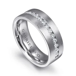 Gabriel & Co. 14K White Gold Diamond Men's Wedding Ring in Satin Finish