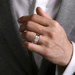 Gabriel & Co. 14K White Gold Diamond Men's Wedding Ring in Satin Finish