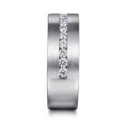 Gabriel & Co. 14K White Gold Diamond Men's Wedding Ring in Satin Finish