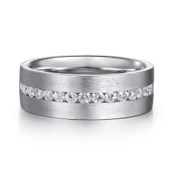 Gabriel & Co. 14K White Gold Diamond Men's Wedding Ring in Satin Finish
