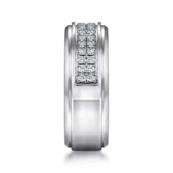 Outlet Gabriel & Co. 14K White Gold Diamond Men's Wedding Ring in High Polish Finish