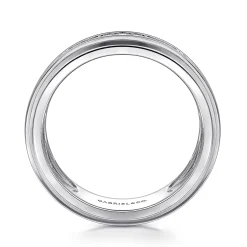 Outlet Gabriel & Co. 14K White Gold Diamond Men's Wedding Ring in High Polish Finish