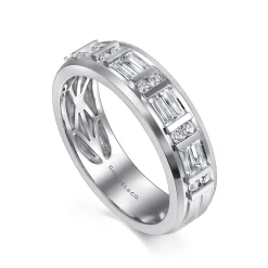 Online Gabriel & Co. 14K White Gold Diamond Men's Wedding Ring in High Polish Finish