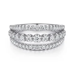 Hot Gabriel & Co. 14K White Gold Diamond Multi Row Wide Band Ring