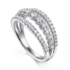 Hot Gabriel & Co. 14K White Gold Diamond Multi Row Wide Band Ring