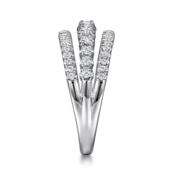 Hot Gabriel & Co. 14K White Gold Diamond Multi Row Wide Band Ring