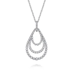 Gabriel & Co. 14K White Gold Diamond Multi Row Teardrop Drop Necklace