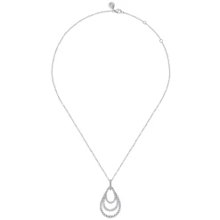 Gabriel & Co. 14K White Gold Diamond Multi Row Teardrop Drop Necklace