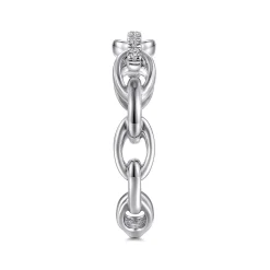 Hot Gabriel & Co. 14K White Gold Diamond Oval Link Chain Ladies Ring