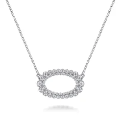 Clearance Gabriel & Co. 14K White Gold Diamond Oval Pendant Necklace