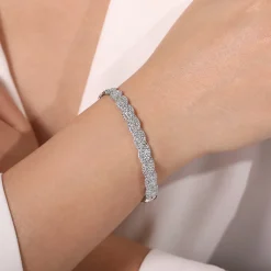 Gabriel & Co. 14K White Gold Diamond Pave Braided Bangle