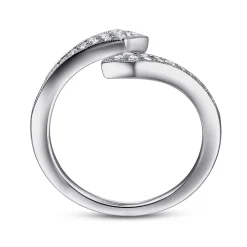 Best Gabriel & Co. 14K White Gold Diamond Pave Bypass Open Ring