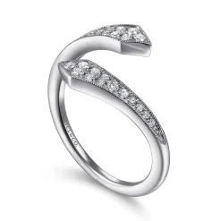 Best Gabriel & Co. 14K White Gold Diamond Pave Bypass Open Ring